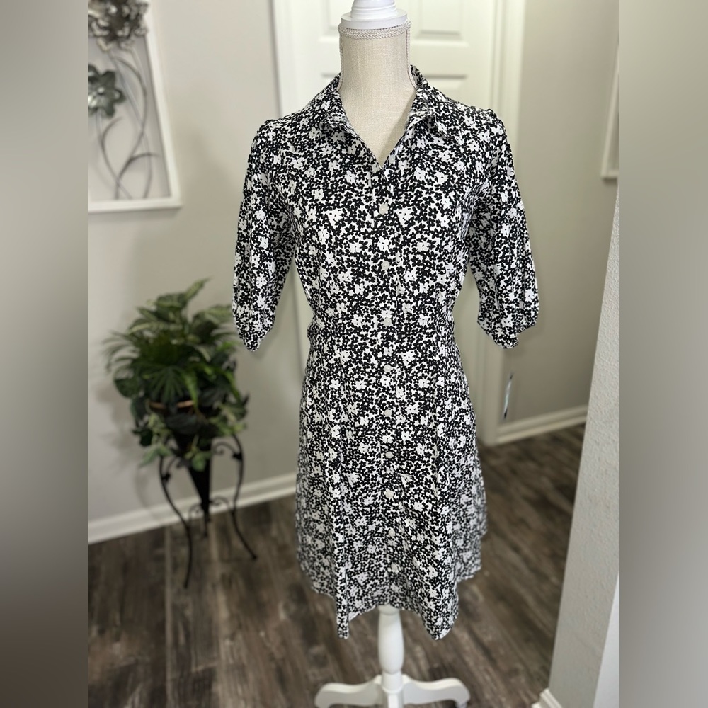 Tommy Hilfiger Women’s Black And White Floral Dress Size 8
